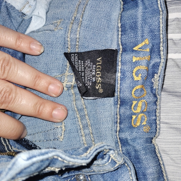 Vigoss Womens Shorts Adult Size 16 Bermuda Medium Wash Denim Pocket Long Inseam - Picture 2 of 9